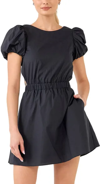 Cut-Out Poplin Mini Dress