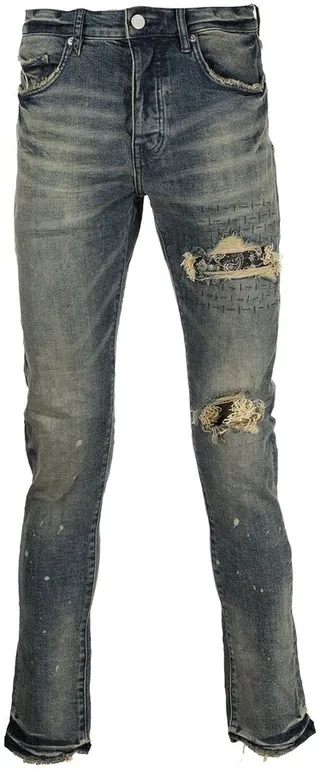 P001 bandana-patch skinny jeans