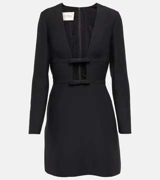 Cutout wool and silk minidress