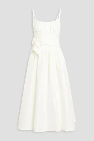 Tie-front jacquard mini dress