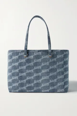 Balenciaga - Signature Shopper Medium Printed Denim Tote - Blue
