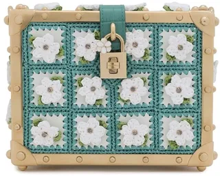calfskin raffia crochet Dolce Box bag