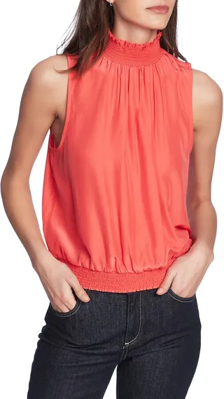 Smock Detail Satin Halter Top