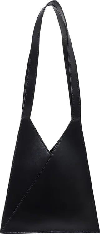 Leather shoulder bag with iconic stitching