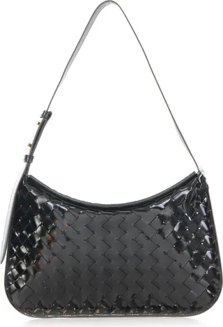 Shoulder Bag In Shiny Woven Leather