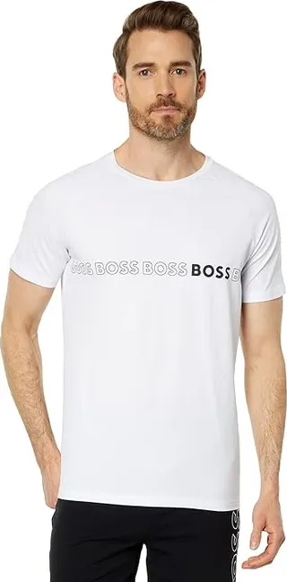 BOSS Slim Fit Repeating Logo Short Sleeve T-Shirt (White) Men's Clothing