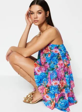 Floral Print Ruffle Dress