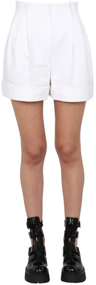 Alexander McQueen High Waisted Turn-Up Hem Shorts