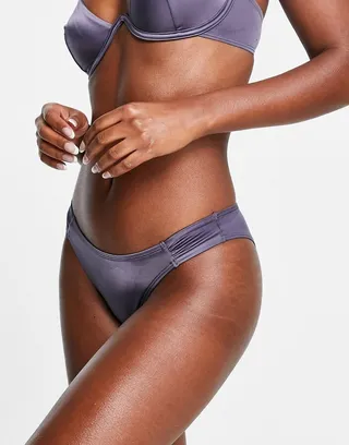Dorina Majorelle high leg micro side bikini bottom in gray
