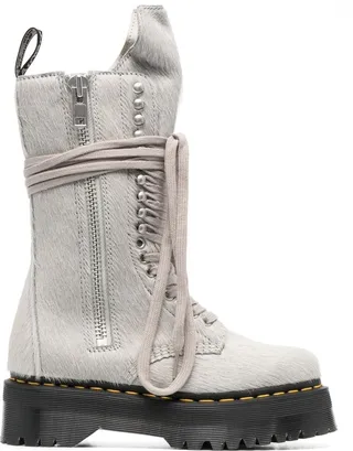 X Rick Owens Textured Chunky Lace-Up Boots