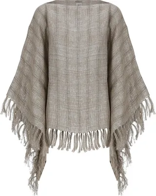 Brunello Cucinelli Sparkling Regimental Fringed Poncho
