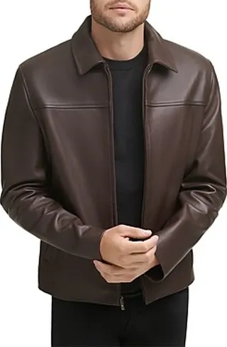 Cole Haan Zip Front Leather Jacket