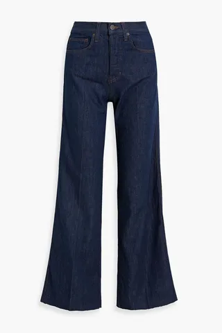 Taylor frayed high-rise wide-leg jeans
