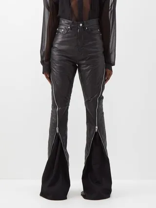 Bolan Zipped Leather Bootcut Trousers