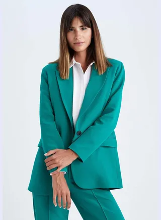 Oversized Long Sleeve One Side Split Blazer Jacket