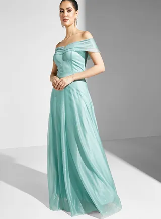 Off Shoulder Shimmer Dress