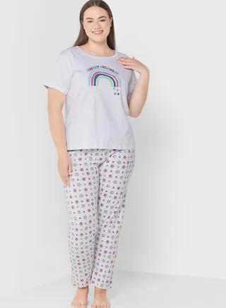 Printed T-Shirt And Pyjama Set