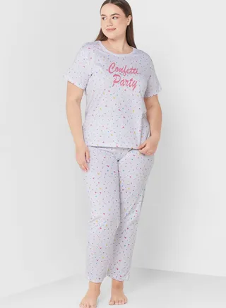 Printed T-Shirt And Pyjama Set