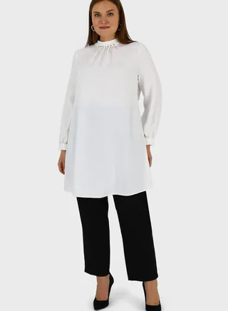 High Neck Tiered Hem Tunic
