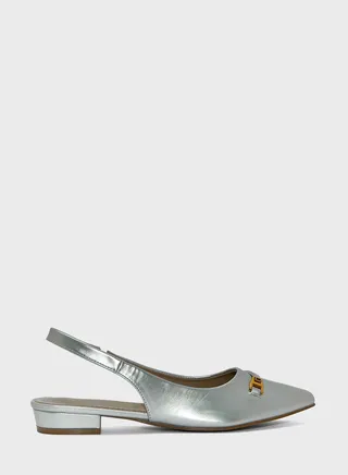 Flat Metallic Slingback Flats