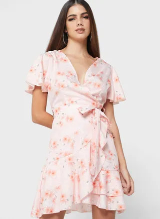 Printed V Neck Dress