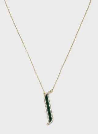 Arabic Initial "A"/Alif Diamante Pendant Necklace