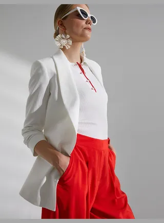Relax Fit Linen Mix Blazer Jacket