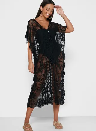 Mesh Embroidered Cover Up