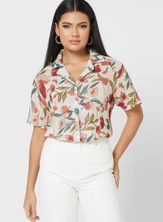 Printed Button Down Shirt