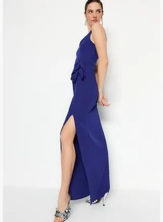 Sax Detailed Long Evening Evening Dress TPRSS20AE0274