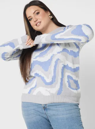 Printed Crew Neck Sweater