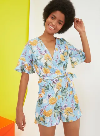 Double Breasted Printed Jumpsuit