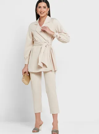 Belted Jacket & Pant Set
