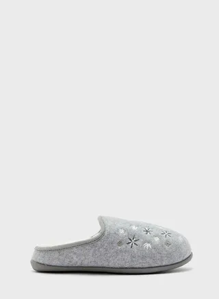 Embroidered Mule Slippers