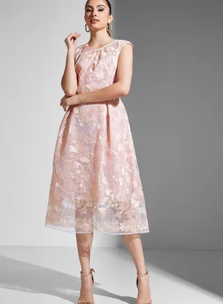 Mesh Floral Embroidered Dress
