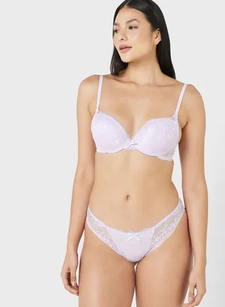Push Up Lace Bra & Briefs Set