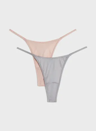2 Pack High Leg Thong