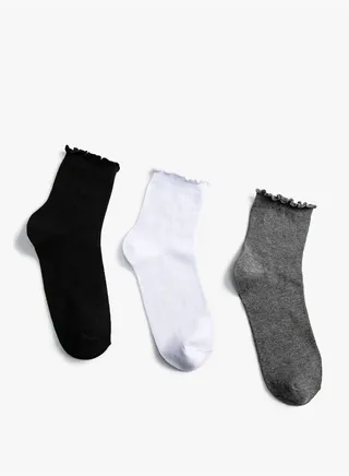 Basic 3-Pack Socket Socks Set Multicolor Ruffle Detailed