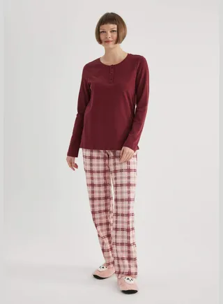 2 Pack Woman Crew Neck Long Sleeve Homewear Knitted Sets