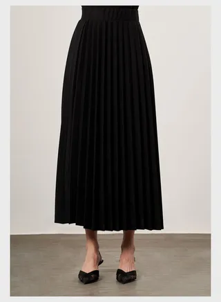 High Waist Plisse Detail Skirt