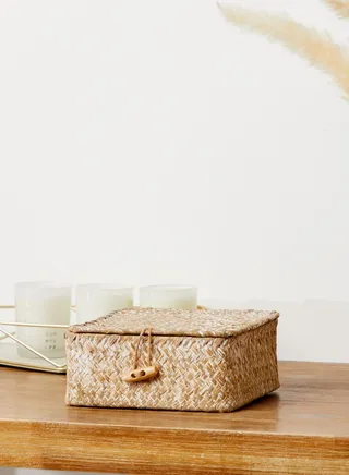 White Washed Straw Box