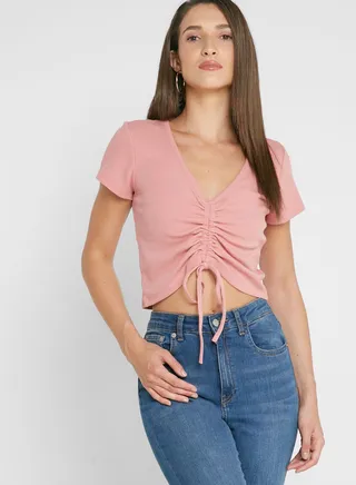 Drawstring Detail Knitted Top