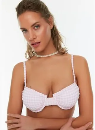 Powder Gingham Textured Bikini Top TBESS22BU0072