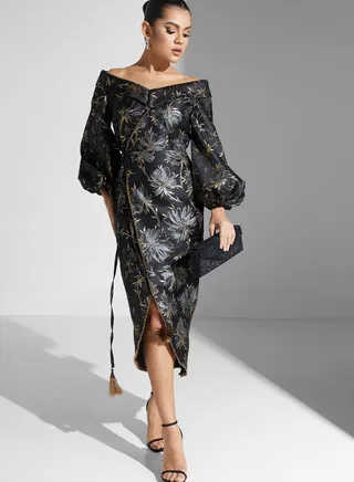 Off shoulder Printed Wrap Dress