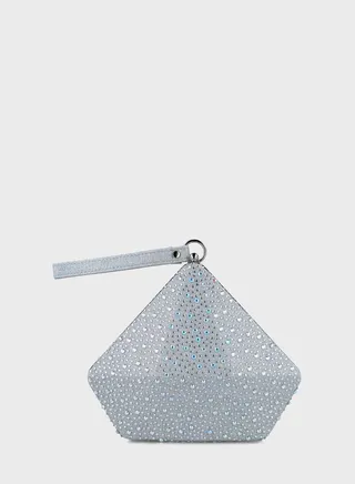 Textured Magnet Lock Clutch Bag