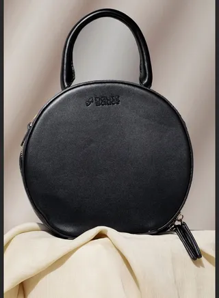 Solid Zip Lock Hand Bag with Round Shape