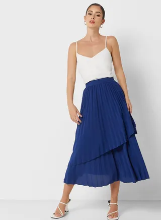 High Waist Pleated Skirt