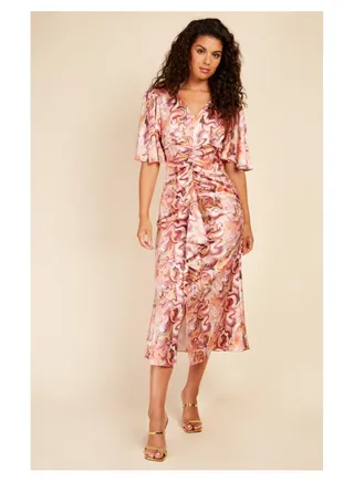 Little Mistress Marble Satin Midaxi