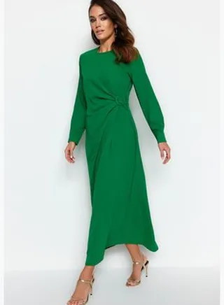 Green Accessory Detail Aerobin Woven Dress TCTAW24EB00067