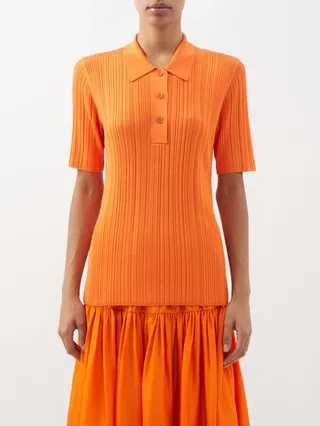 Plissé-jersey Polo Shirt